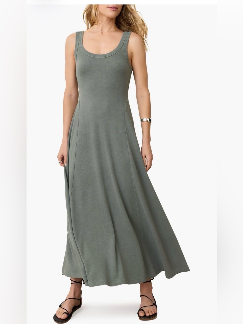 Marine Layer Lexi Sun-In Sleeveless Fit & Flare Rib Maxi Dress in Fern
Size XL